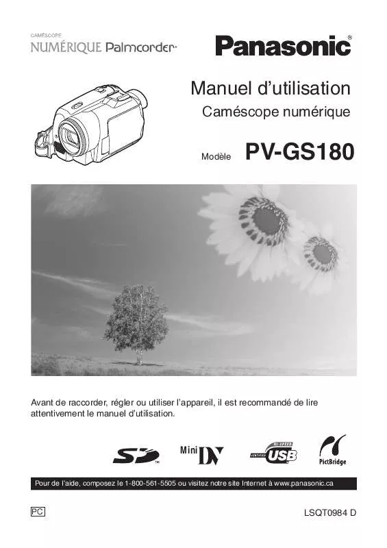 Mode d'emploi PANASONIC PV-GS180