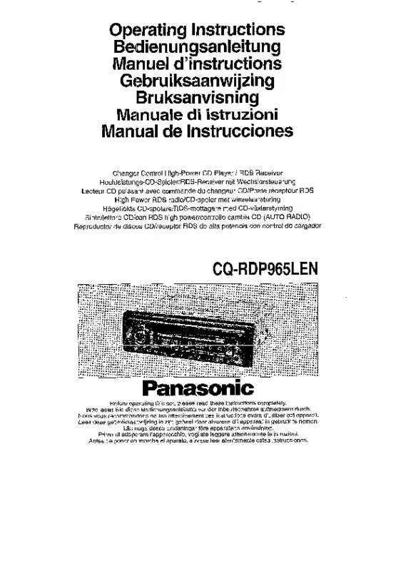 Mode d'emploi PANASONIC RDP 965