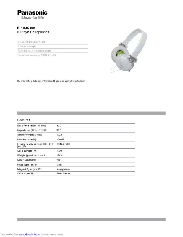 Mode d'emploi PANASONIC RP DJS400