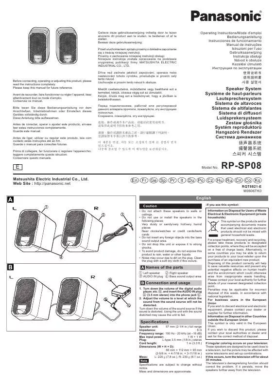 Mode d'emploi PANASONIC RP-SP08