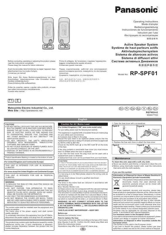 Mode d'emploi PANASONIC RP-SPF01