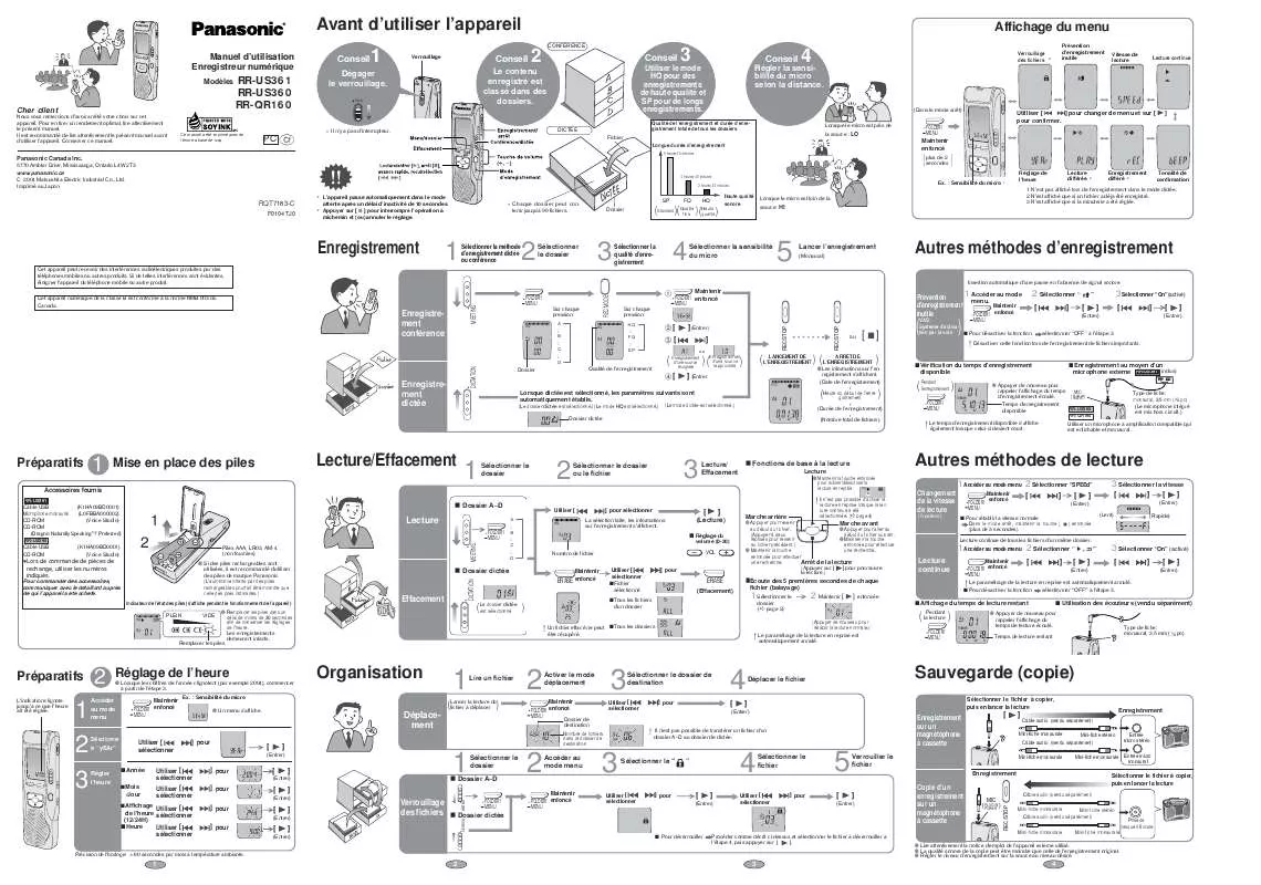 Mode d'emploi PANASONIC RR-QR160