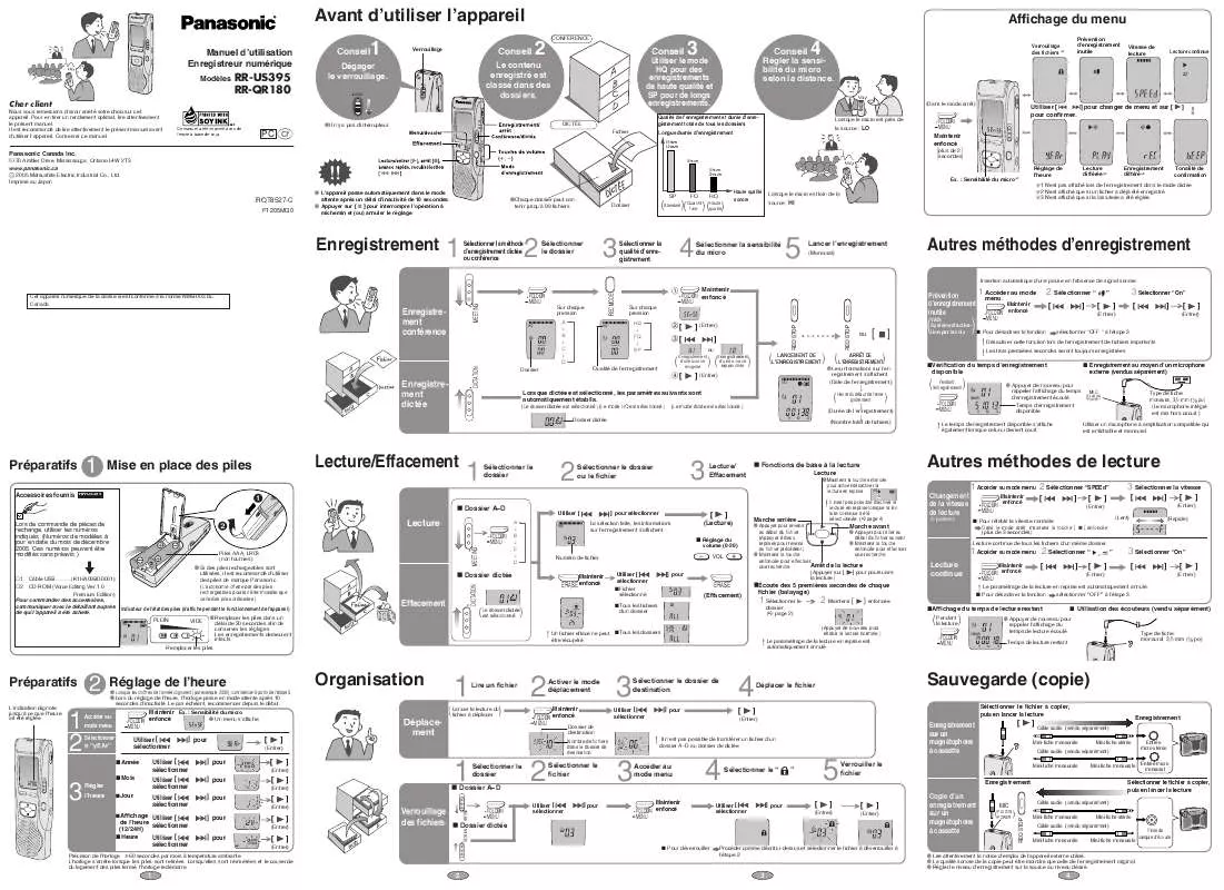 Mode d'emploi PANASONIC RR-QR180