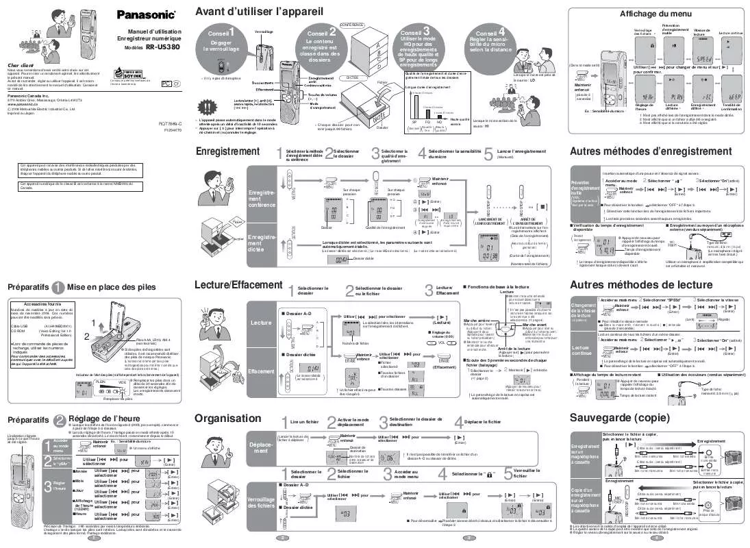 Mode d'emploi PANASONIC RR-US380