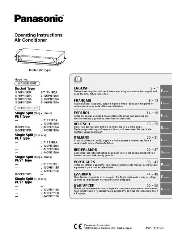 Mode d'emploi PANASONIC S-140PN1E5A