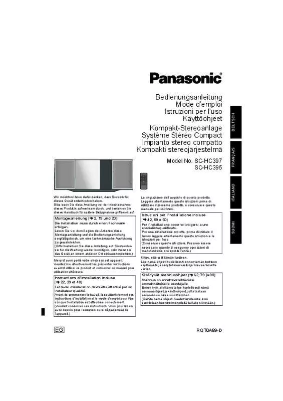 Mode d'emploi PANASONIC SC-HC39