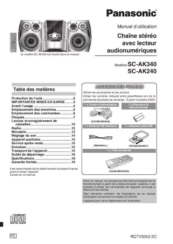 Mode d'emploi PANASONIC SC-AK240