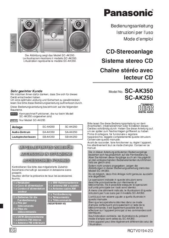 Mode d'emploi PANASONIC SC-AK350