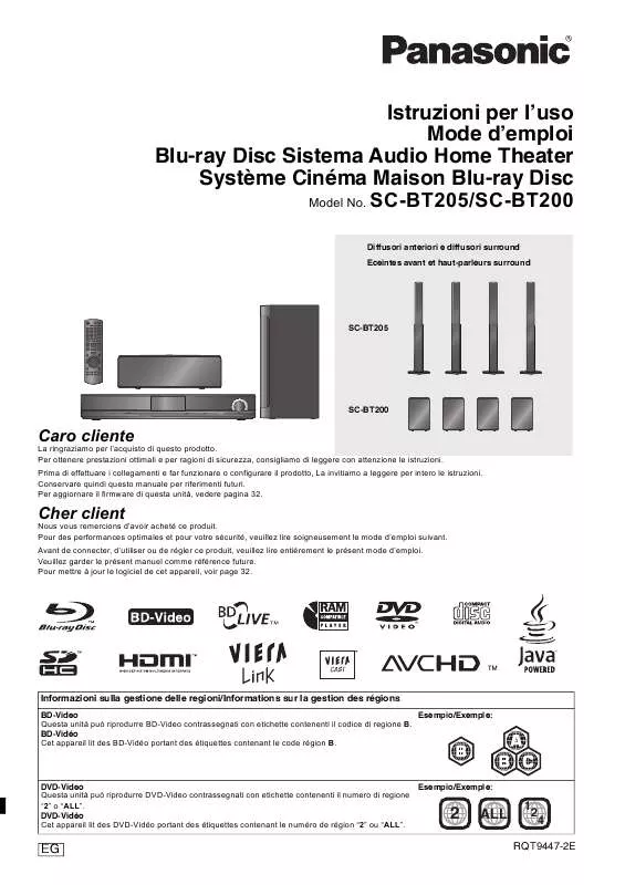 Mode d'emploi PANASONIC SC-BT200