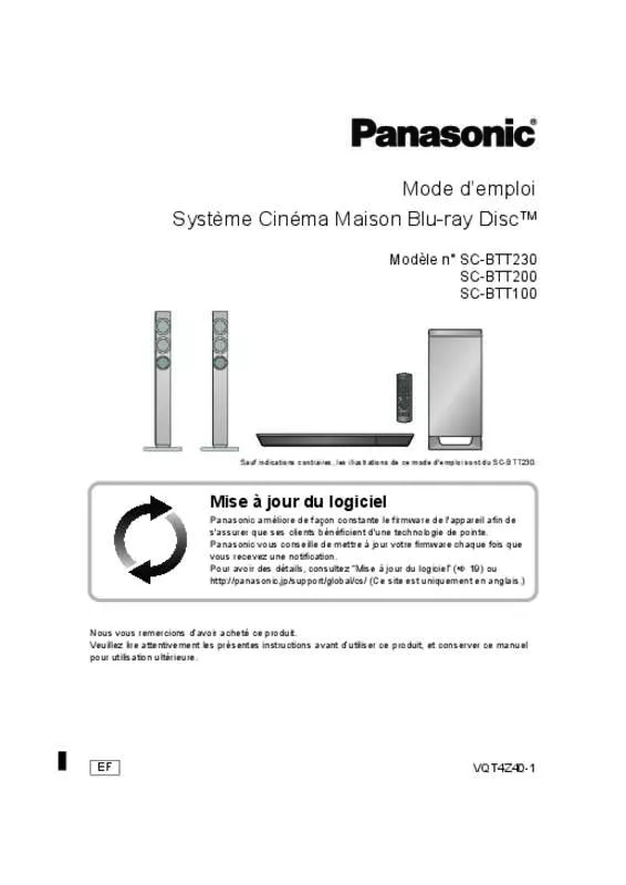 Mode d'emploi PANASONIC SC-BTT100EF