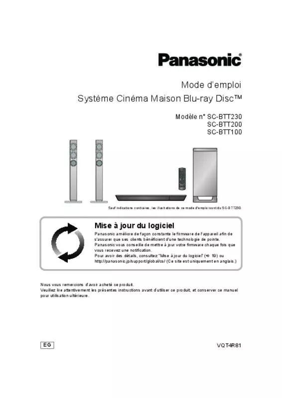 Mode d'emploi PANASONIC SCBTT100EG