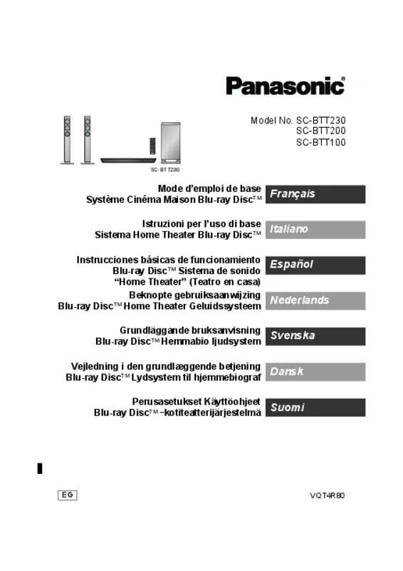 Mode d'emploi PANASONIC SCBTT230EG