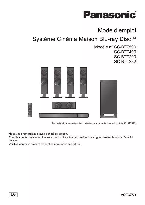 Mode d'emploi PANASONIC SC-BTT282EGK