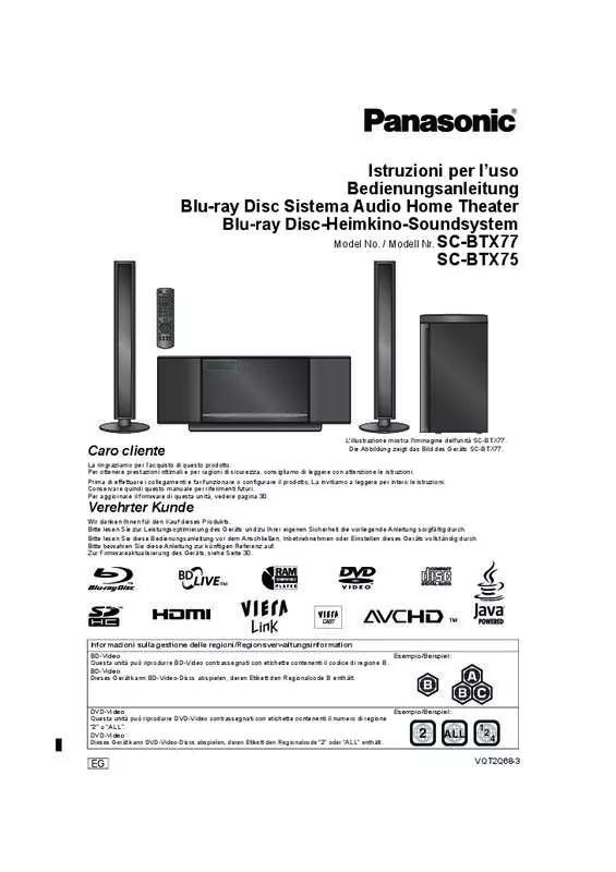 Mode d'emploi PANASONIC SC-BTX75EG