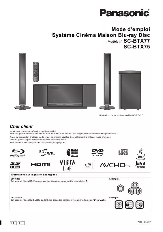 Mode d'emploi PANASONIC SCBTX77