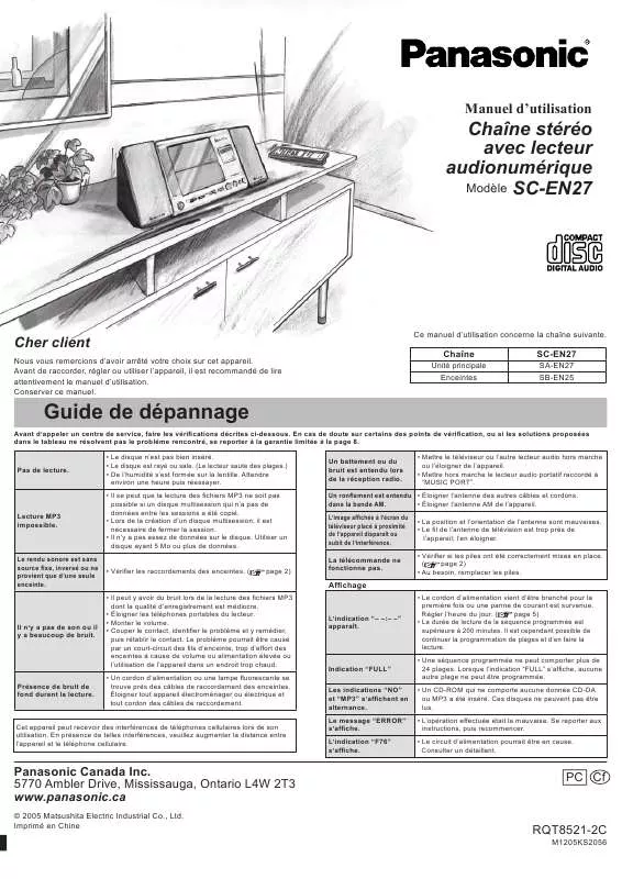 Mode d'emploi PANASONIC SC-EN27