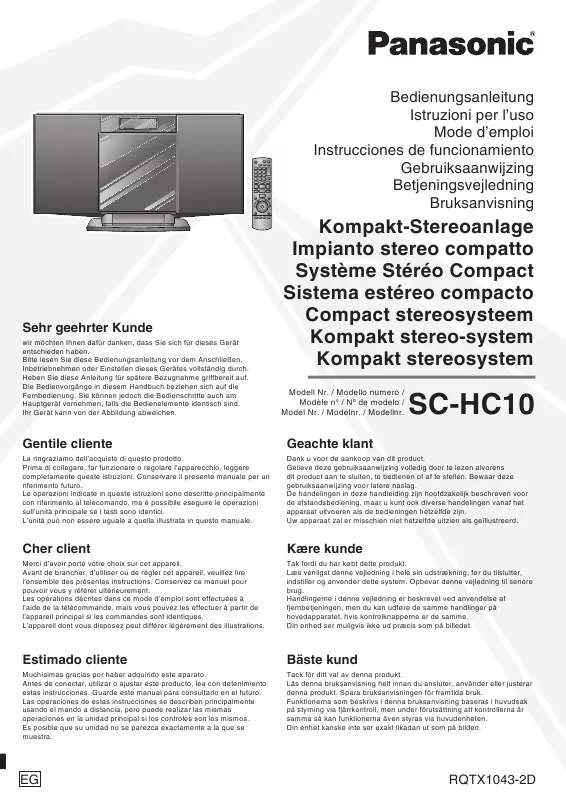 Mode d'emploi PANASONIC SC-HC10EG