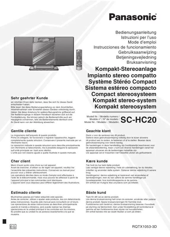 Mode d'emploi PANASONIC SCHC20EG