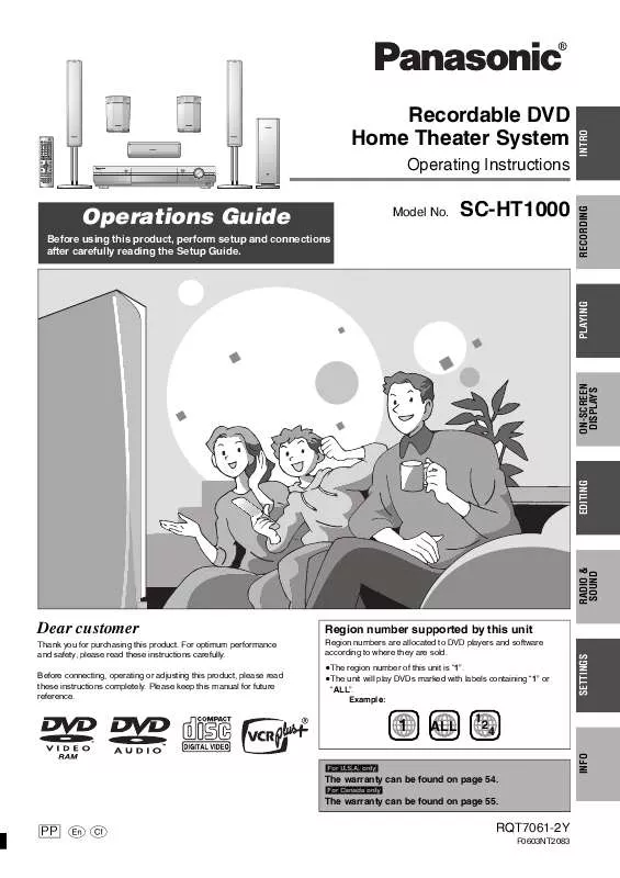 Mode d'emploi PANASONIC SC-HT1000