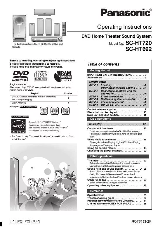 Mode d'emploi PANASONIC SCHT692