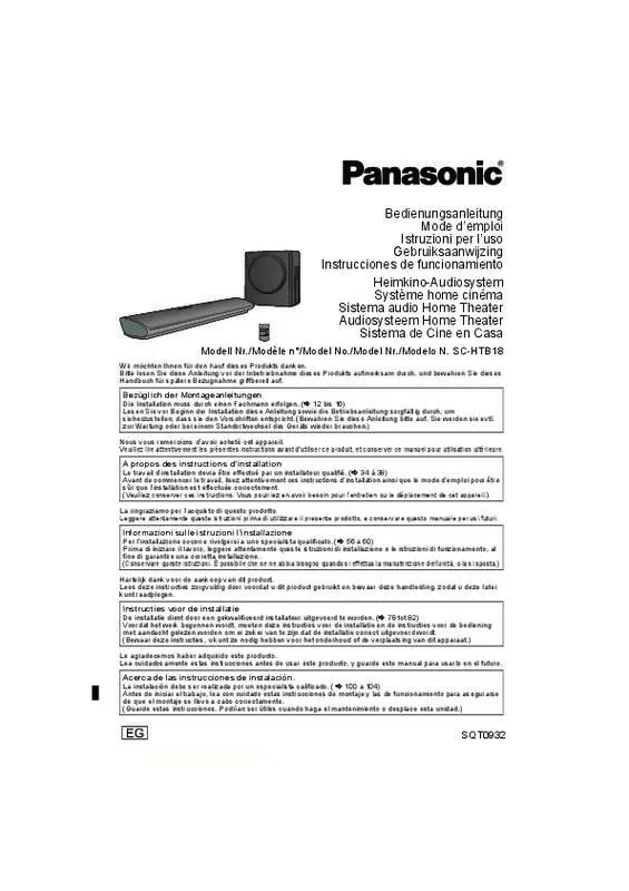 Mode d'emploi PANASONIC SC-HTB18EB