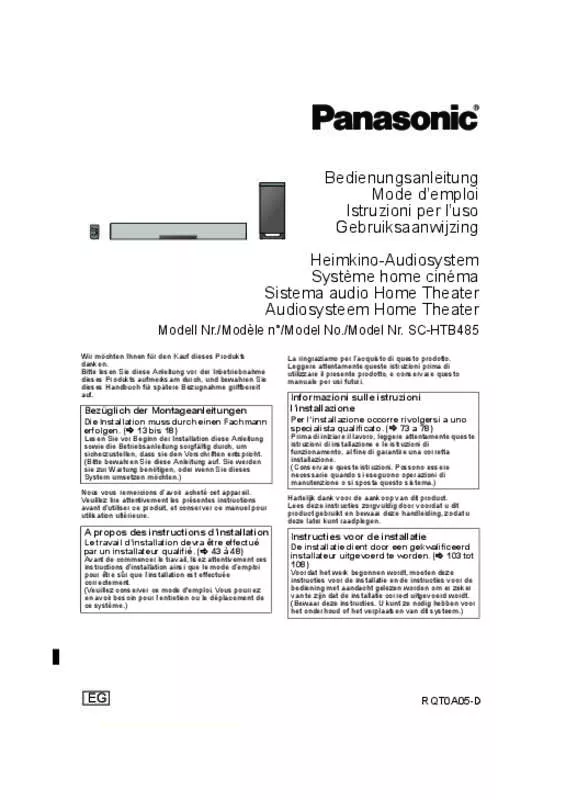 Mode d'emploi PANASONIC SC-HTB485EG