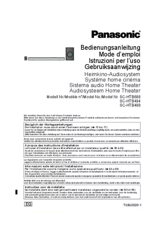 Mode d'emploi PANASONIC SC-HTB494EG