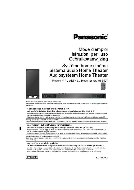 Mode d'emploi PANASONIC SC-HTB527EF