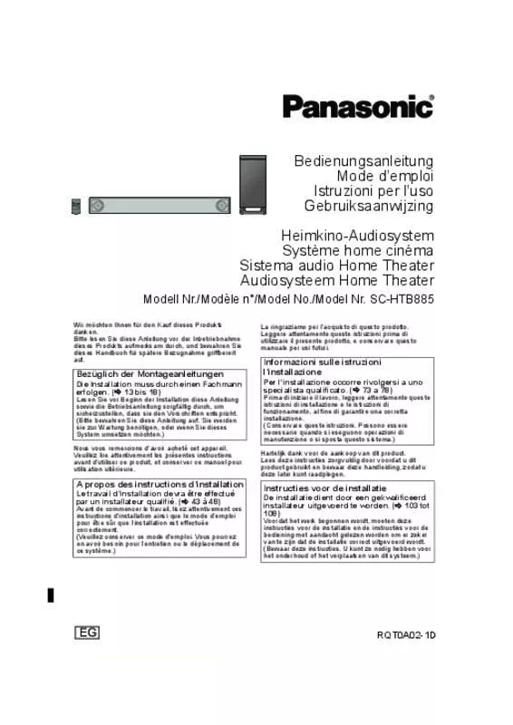 Mode d'emploi PANASONIC SC-HTB885EG