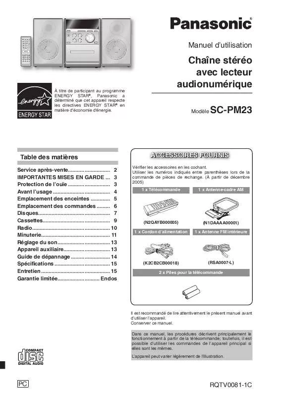 Mode d'emploi PANASONIC SC-PM23