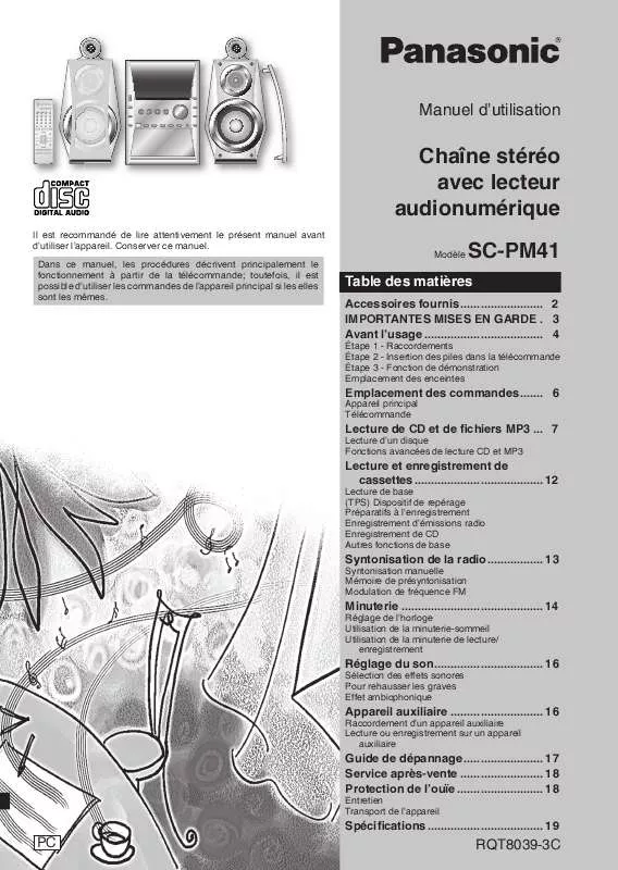 Mode d'emploi PANASONIC SC-PM41