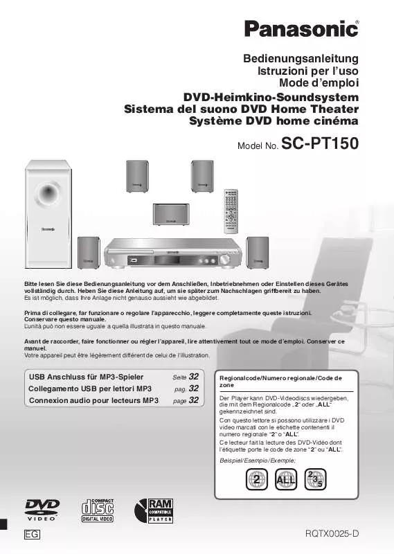 Mode d'emploi PANASONIC SC-PT150