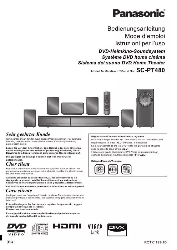 Mode d'emploi PANASONIC SC-PT480