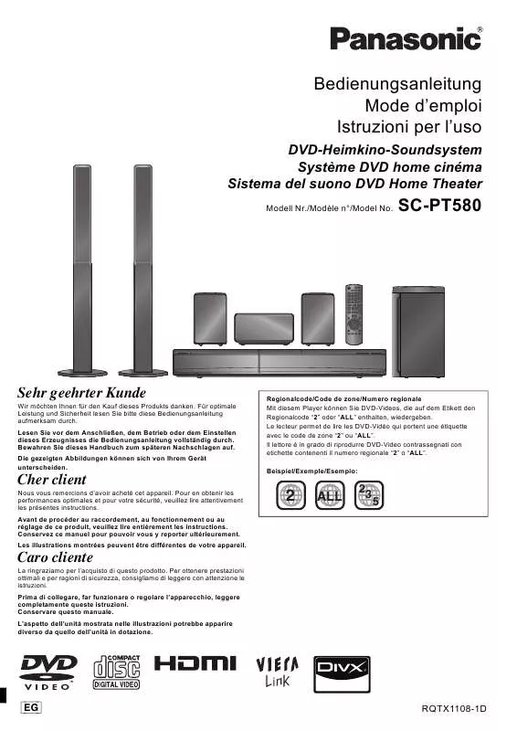 Mode d'emploi PANASONIC SCPT580EG