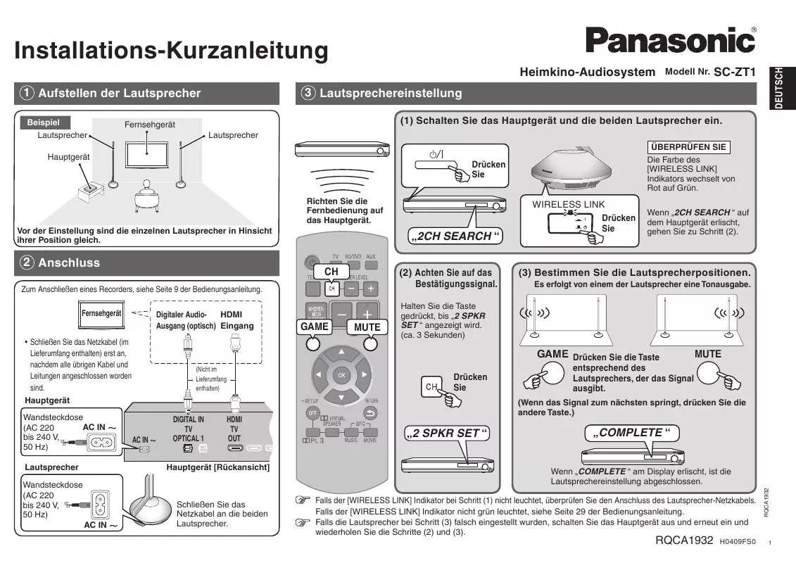 Mode d'emploi PANASONIC SC-ZT1