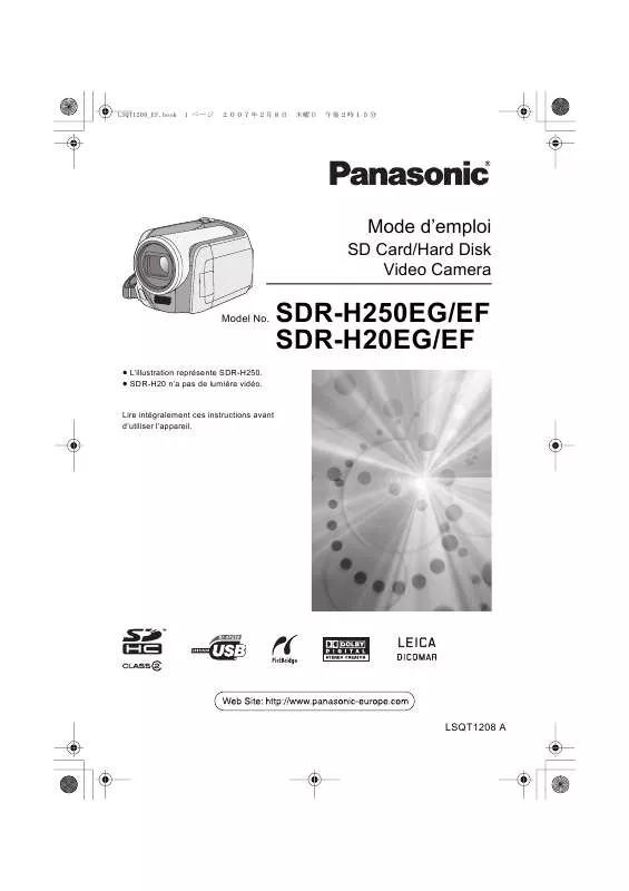 Mode d'emploi PANASONIC SDR-H20EG