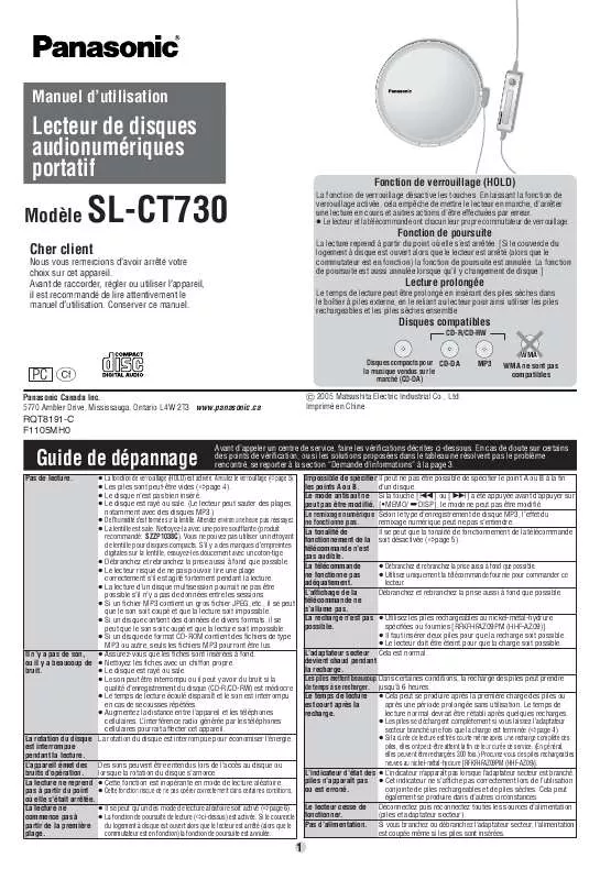 Mode d'emploi PANASONIC SL-CT730