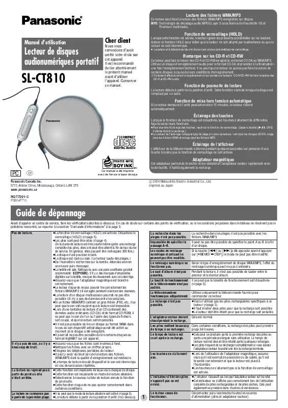 Mode d'emploi PANASONIC SL-CT810