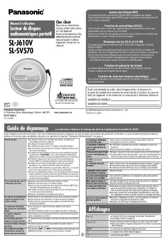 Mode d'emploi PANASONIC SL-J610V