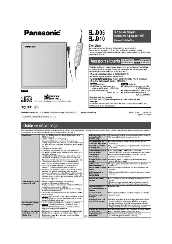 Mode d'emploi PANASONIC SL-J905