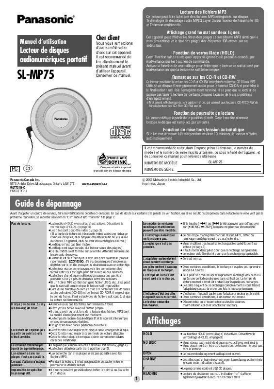 Mode d'emploi PANASONIC SL-MP75