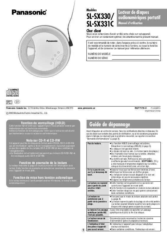 Mode d'emploi PANASONIC SL-SX330