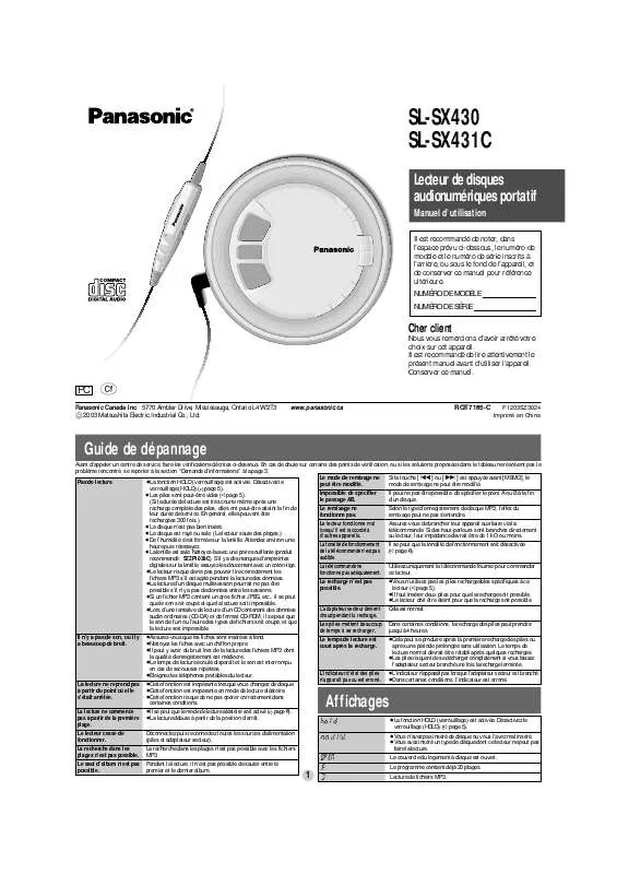 Mode d'emploi PANASONIC SL-SX430