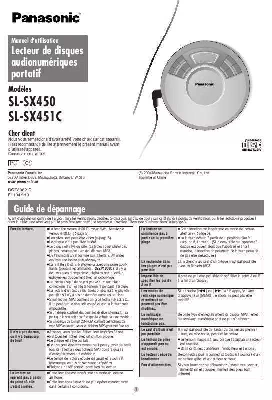 Mode d'emploi PANASONIC SL-SX450