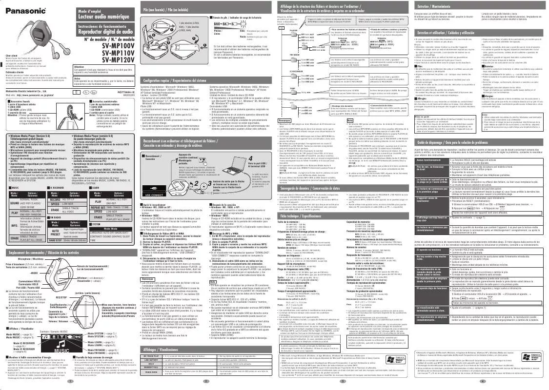 Mode d'emploi PANASONIC SV-MP120V