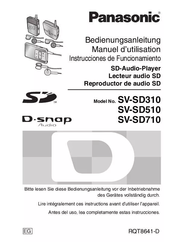 Mode d'emploi PANASONIC SV-SD310