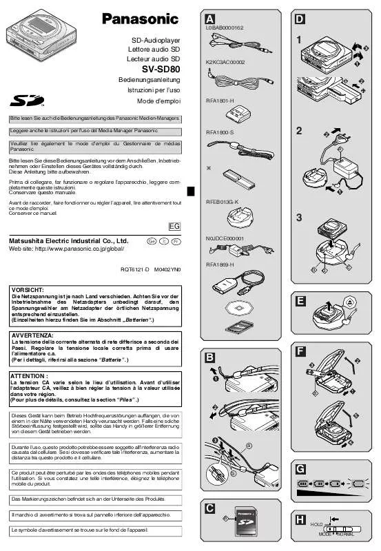 Mode d'emploi PANASONIC SV-SD80EG