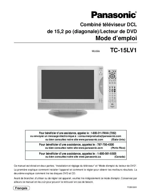 Mode d'emploi PANASONIC TC-15LV1