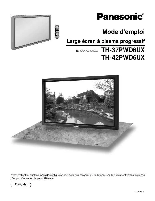 Mode d'emploi PANASONIC TH-37PWD6UX