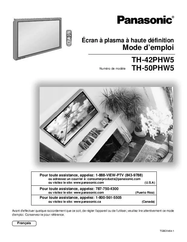 Mode d'emploi PANASONIC TH-42PHW5UZ